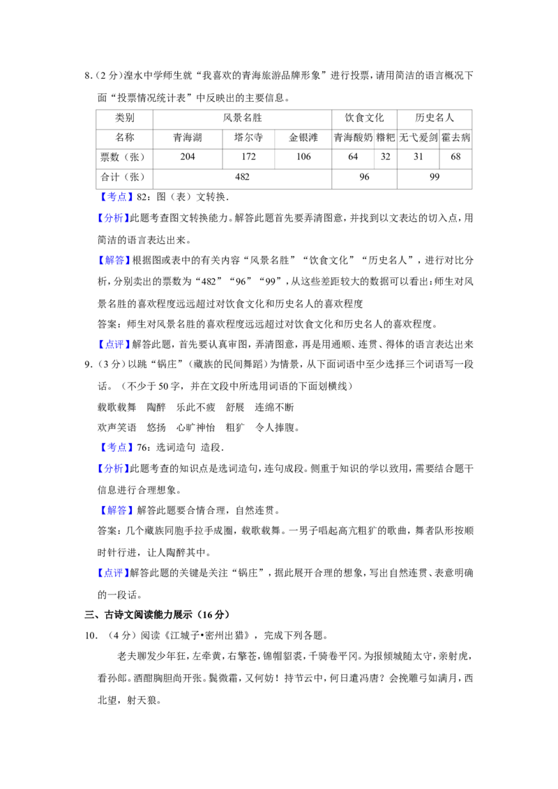 2010年青海省中考语文试卷（省卷）（含解析版）_中考真题_1.语文中考真题2015-2024年_地区卷_青海语文10-21
