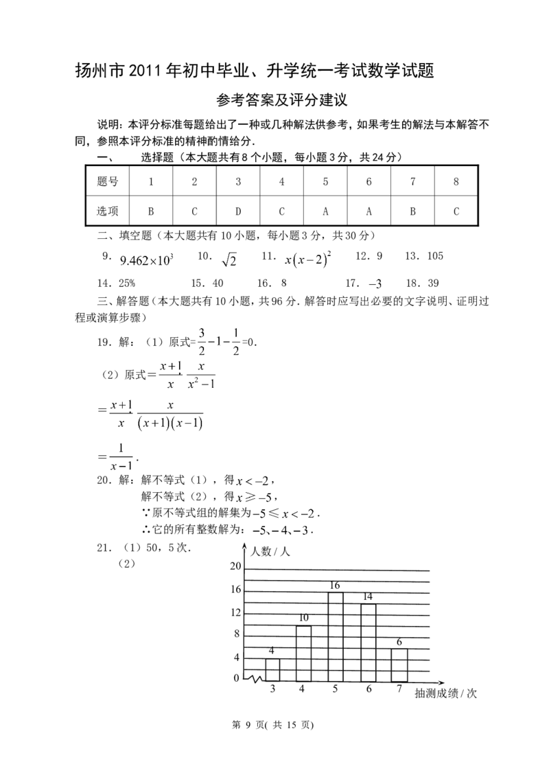 2011年江苏扬州市中考数学试卷及答案_中考真题_2.数学中考真题2015-2024年_地区卷_江苏省_扬州中考数学08-22