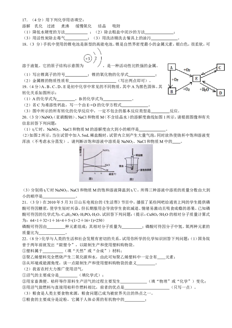 2010年滨州中考化学试题及答案_中考真题_5.化学中考真题2015-2024年_地区卷_山东省_山东滨州化学09-22