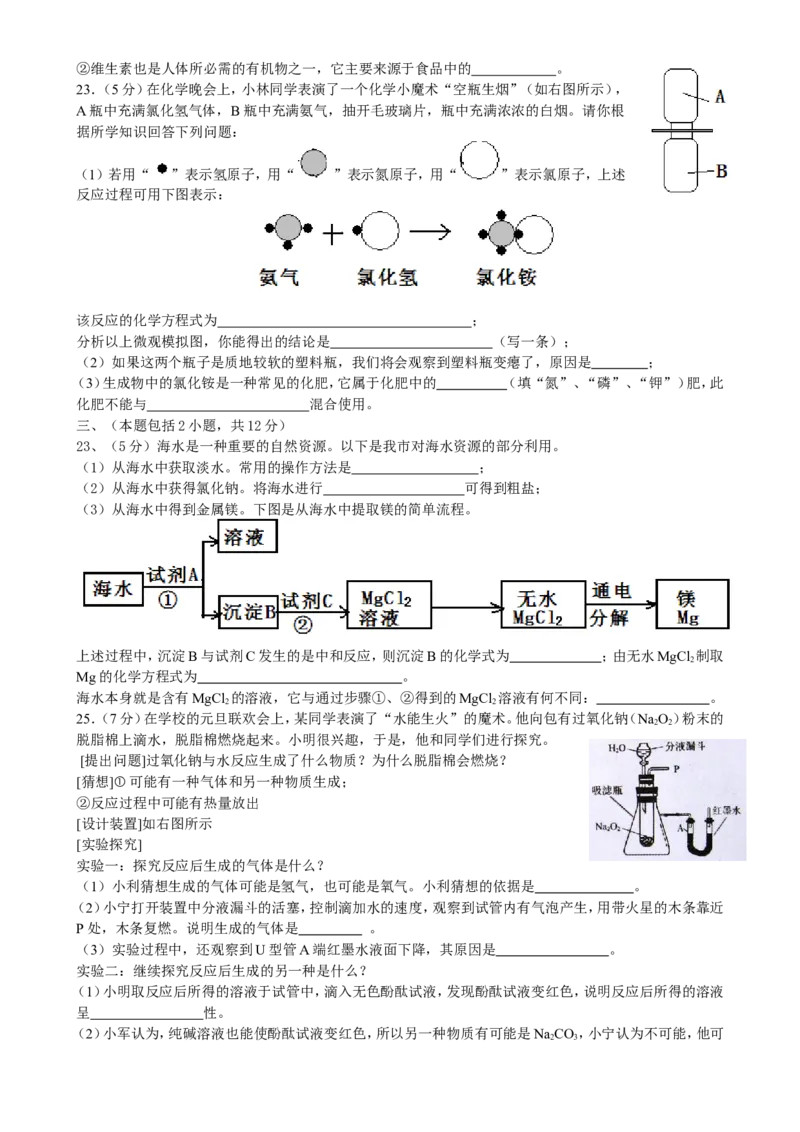 2010年滨州中考化学试题及答案_中考真题_5.化学中考真题2015-2024年_地区卷_山东省_山东滨州化学09-22
