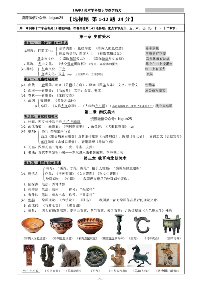 高中美术重点梳理_教资_33教资笔试历年真题汇总（科一+科二+科三）_科三真题_02高中科三各科电子资料包合集_美术（资料文档）_高中美术_03高频考点及笔记
