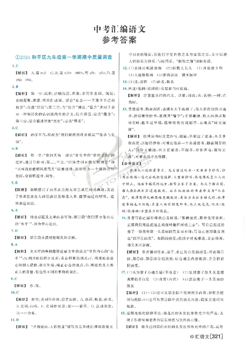 2025《一飞冲天-中考模拟试题汇编》语文答案_《一飞冲天-中考专项》2026版_一飞冲天-中考模拟试题汇编（2025版）