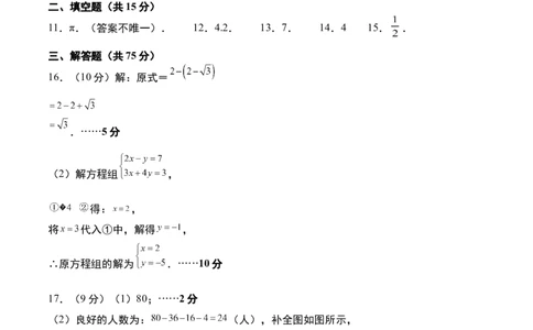 数学（参考答案及评分标准）_2数学总复习_赠送：2024中考模拟题数学_二模_数学（河南卷）-：2024年中考第二次模拟考试