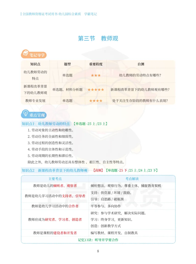 幼儿园综合素质重点笔记83页_教资_上岸熊26教资笔试科一科二新版笔记