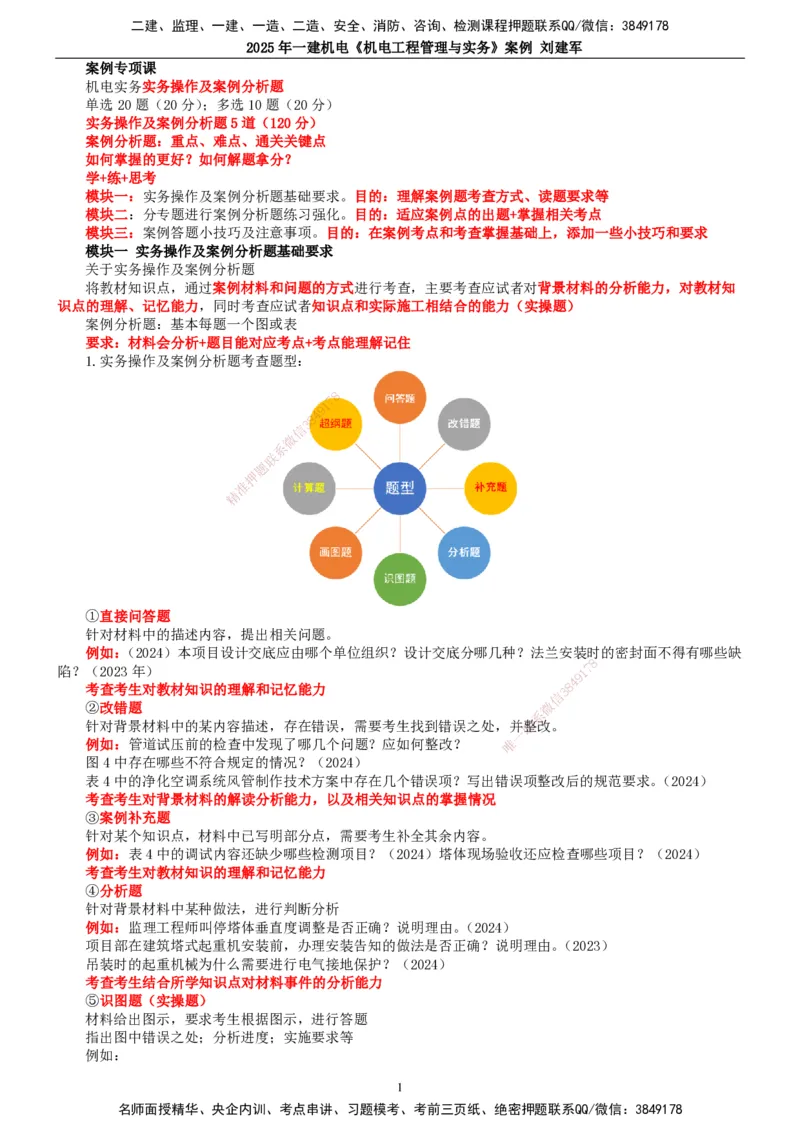 2025年一建机电-案例_2026年一级建造师_2026年一建机电_2025年一建机电SVIP_04-冲刺串讲✿考点强化✿小灶集训_34-机电《案例专项班》刘建军TG_讲义