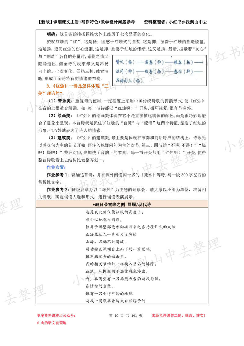 141页新版必修上册课文梳理文件@我到山中去_4-教培资料-26年最新资料-同步更新_初中高中教资_03科三专项（进去保存报考的学科即可）_12小某书热门博主（高中语文）