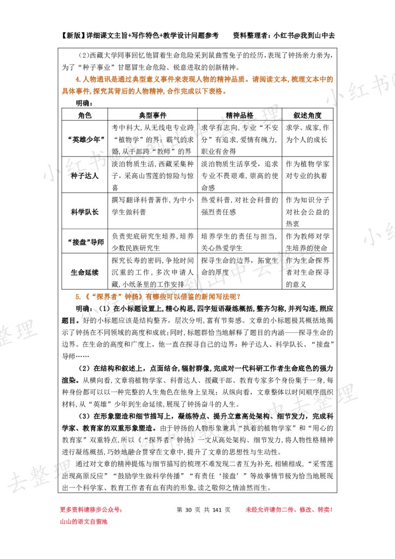 141页新版必修上册课文梳理文件@我到山中去_4-教培资料-26年最新资料-同步更新_初中高中教资_03科三专项（进去保存报考的学科即可）_12小某书热门博主（高中语文）