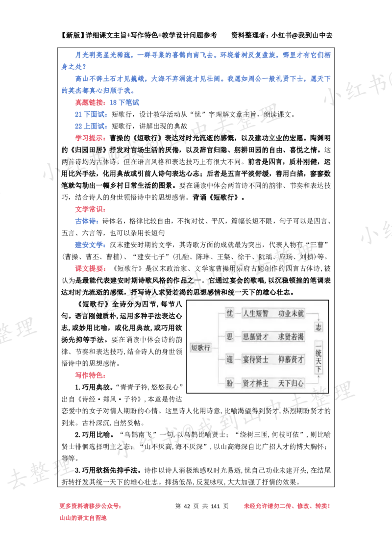 141页新版必修上册课文梳理文件@我到山中去_4-教培资料-26年最新资料-同步更新_初中高中教资_03科三专项（进去保存报考的学科即可）_12小某书热门博主（高中语文）