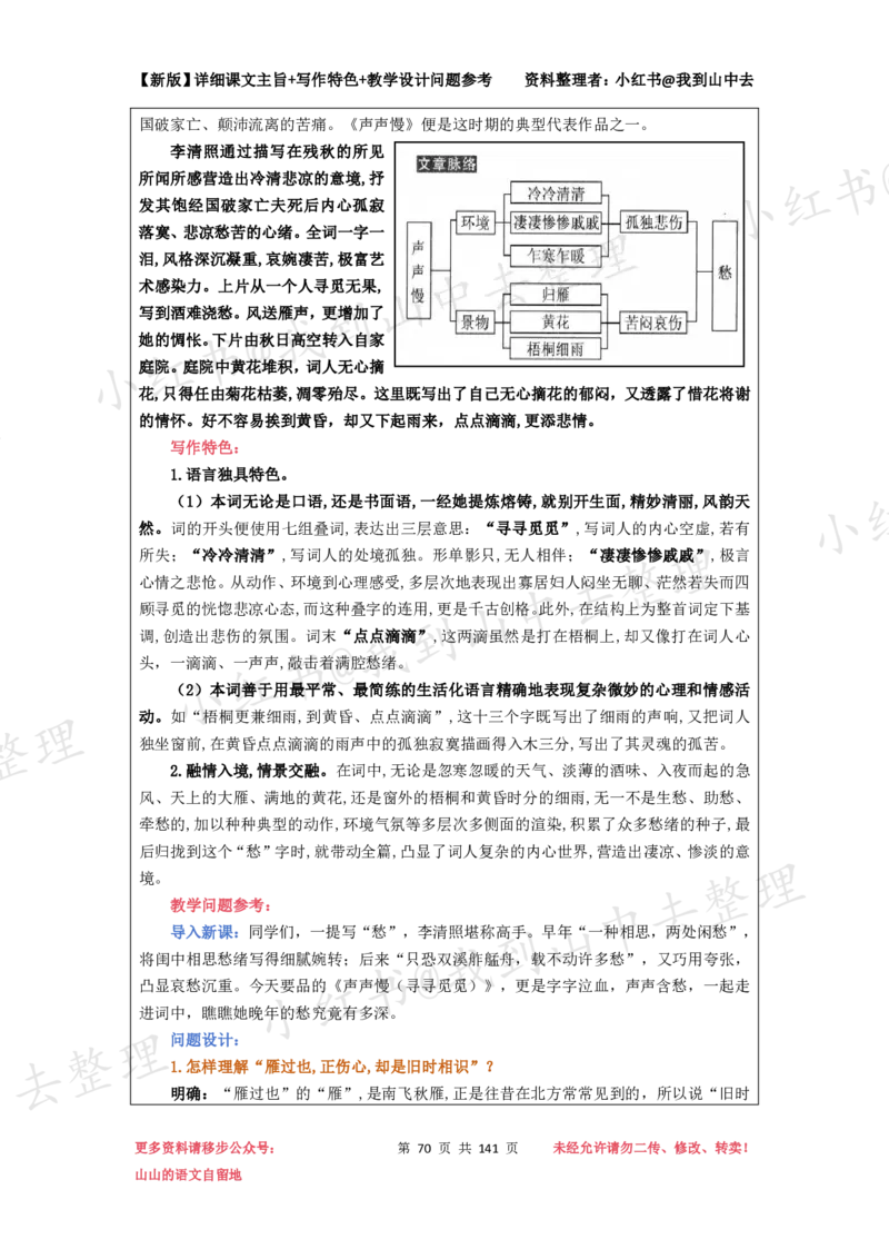 141页新版必修上册课文梳理文件@我到山中去_4-教培资料-26年最新资料-同步更新_初中高中教资_03科三专项（进去保存报考的学科即可）_12小某书热门博主（高中语文）