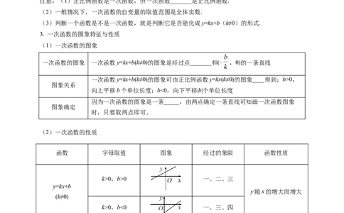 2025年中考数学一轮复习学案：3.2一次函数（学生版）_2数学总复习_2025中考复习资料_2025年中考数学一轮复习学案（全国通用）