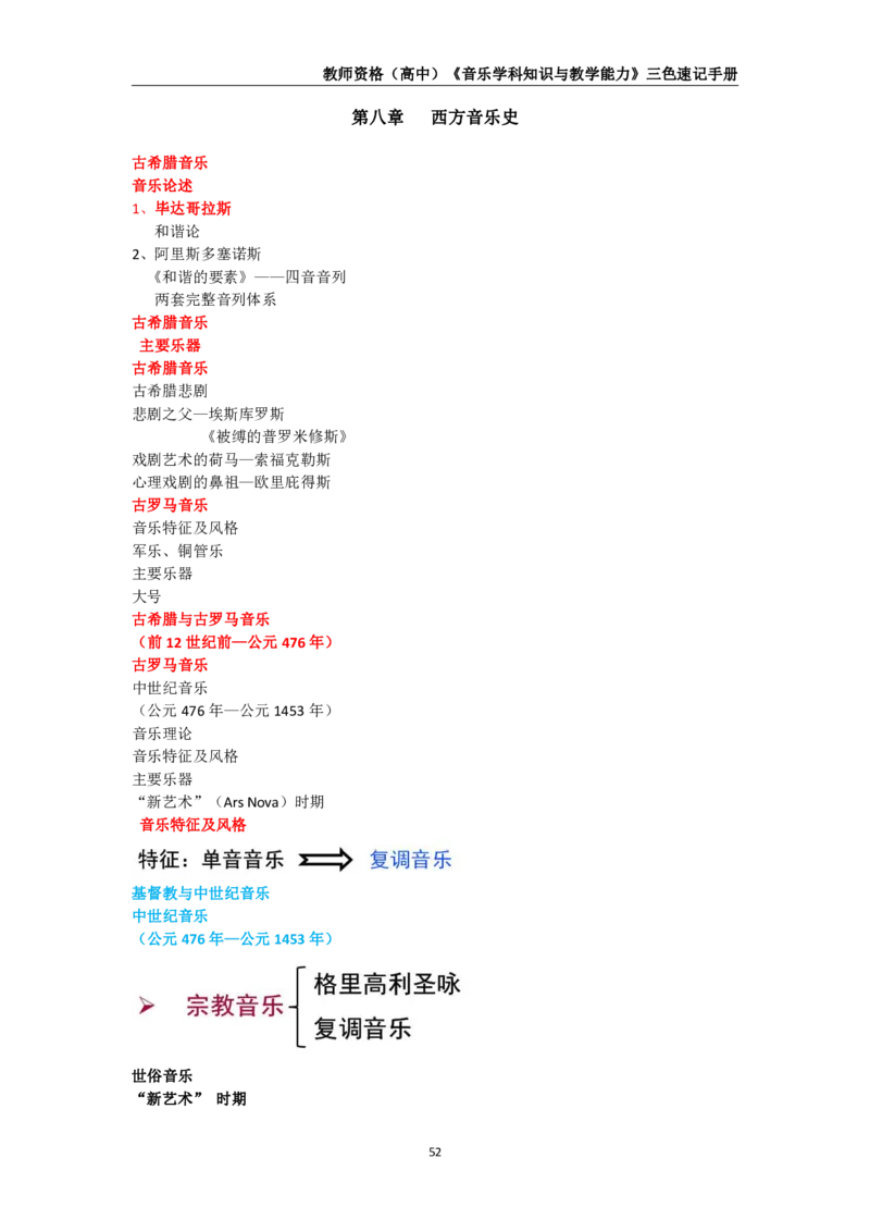 教师资格《（高中）音乐》三色速记手册_教资_33教资笔试历年真题汇总（科一+科二+科三）_科三真题_02高中科三各科电子资料包合集_音乐（资料文档）_高中音乐