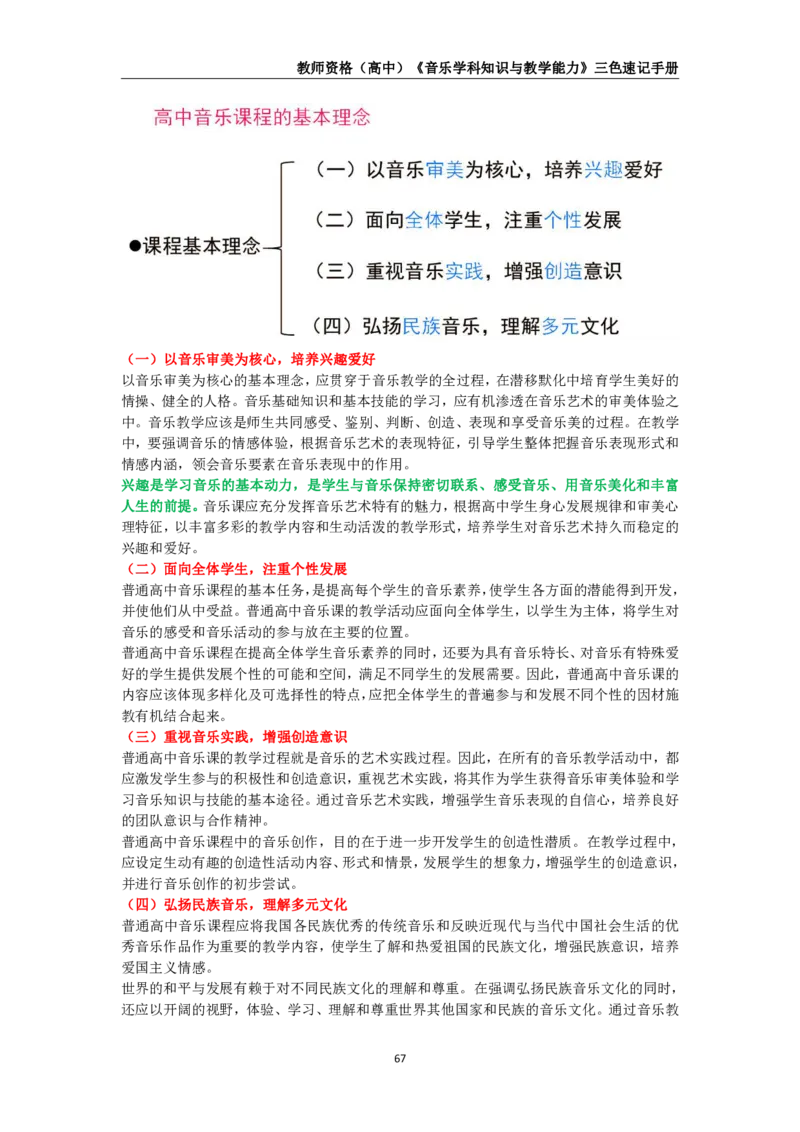 教师资格《（高中）音乐》三色速记手册_教资_33教资笔试历年真题汇总（科一+科二+科三）_科三真题_02高中科三各科电子资料包合集_音乐（资料文档）_高中音乐