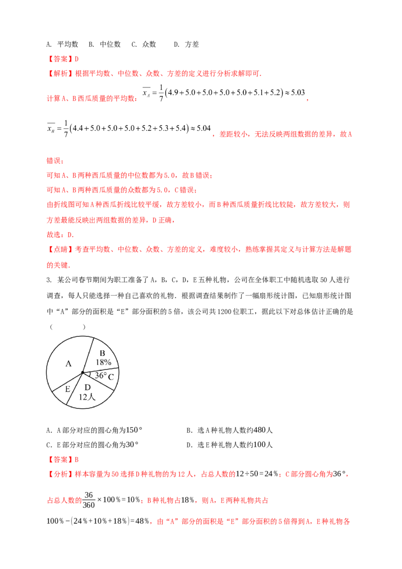2025年中考数学一轮复习学案：7.1抽样与数据分析（教师版）_2数学总复习_2025中考复习资料_2025年中考数学一轮复习学案（全国通用）