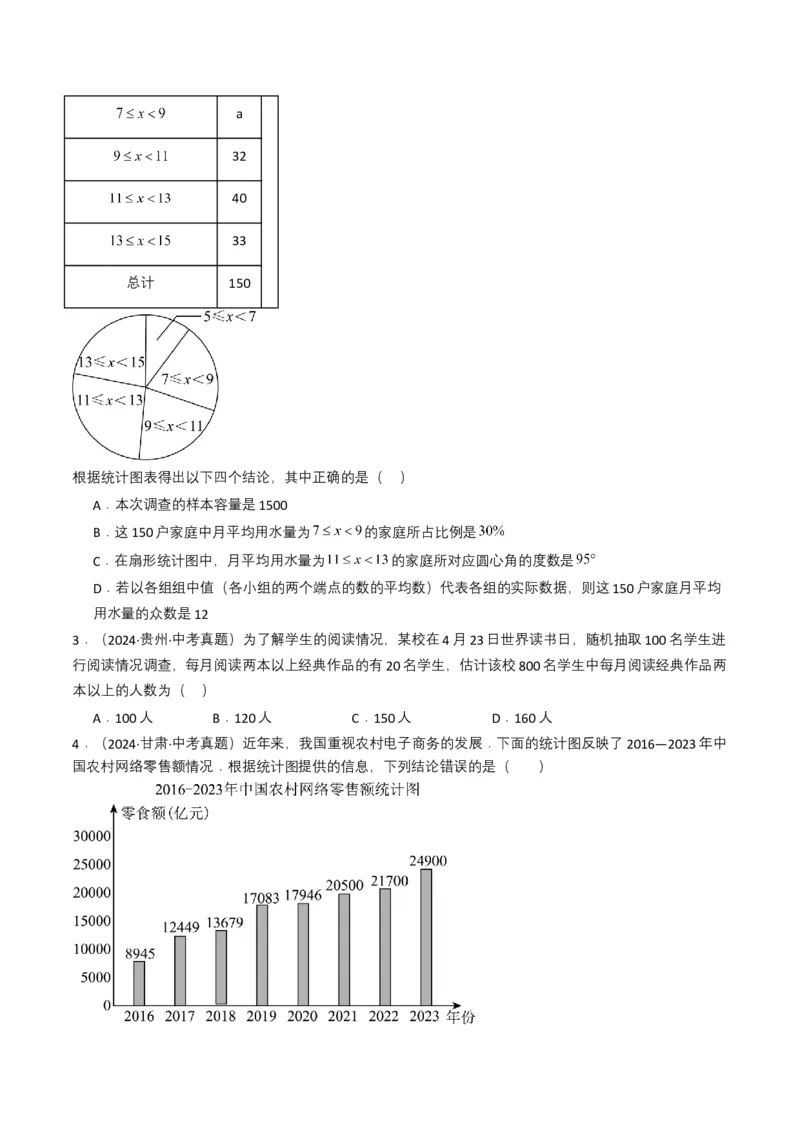 专题18统计与概率（原卷版）_2数学总复习_2025中考复习资料_备战2025年中考数学真题题源解密（全国通用）