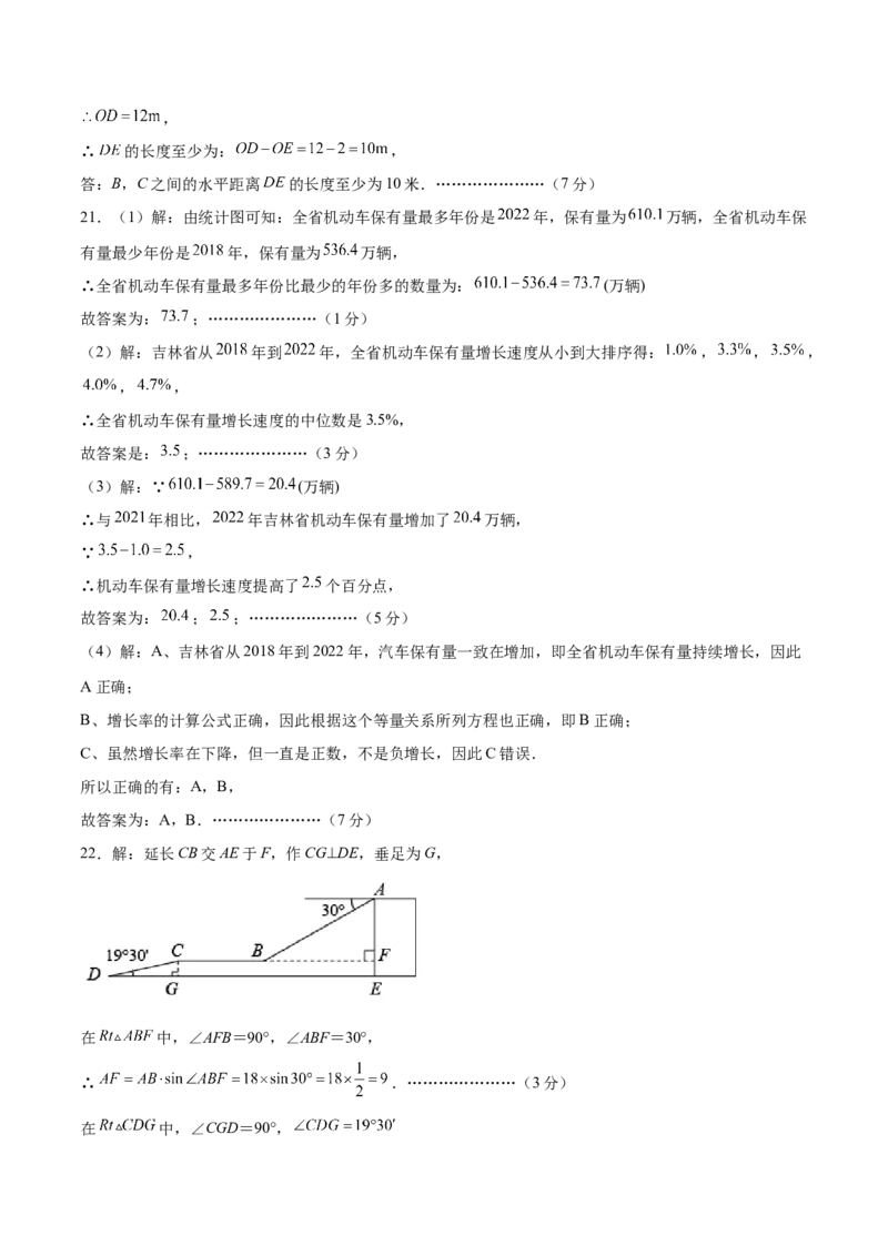 数学（参考答案及评分标准）_2数学总复习_赠送：2024中考模拟题数学_二模_数学（吉林卷）-：2024年中考第二次模拟考试