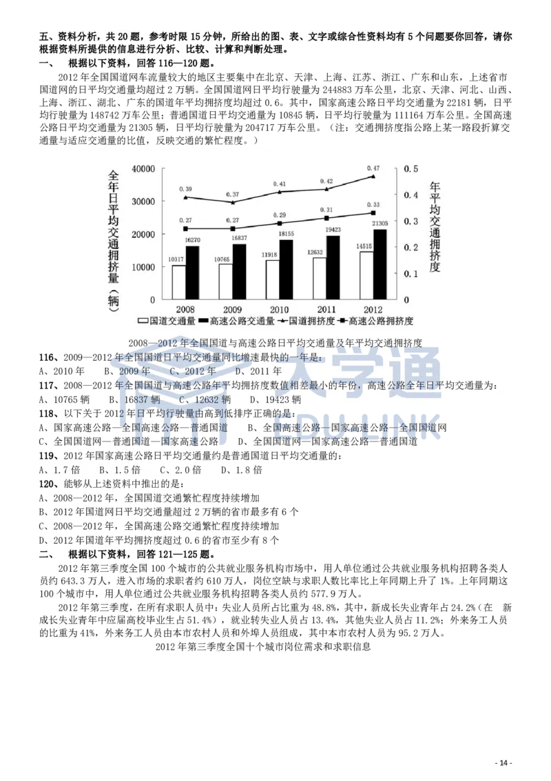 2014年国家公务员考试《行测》真题卷_2000-2025国考行测PDF