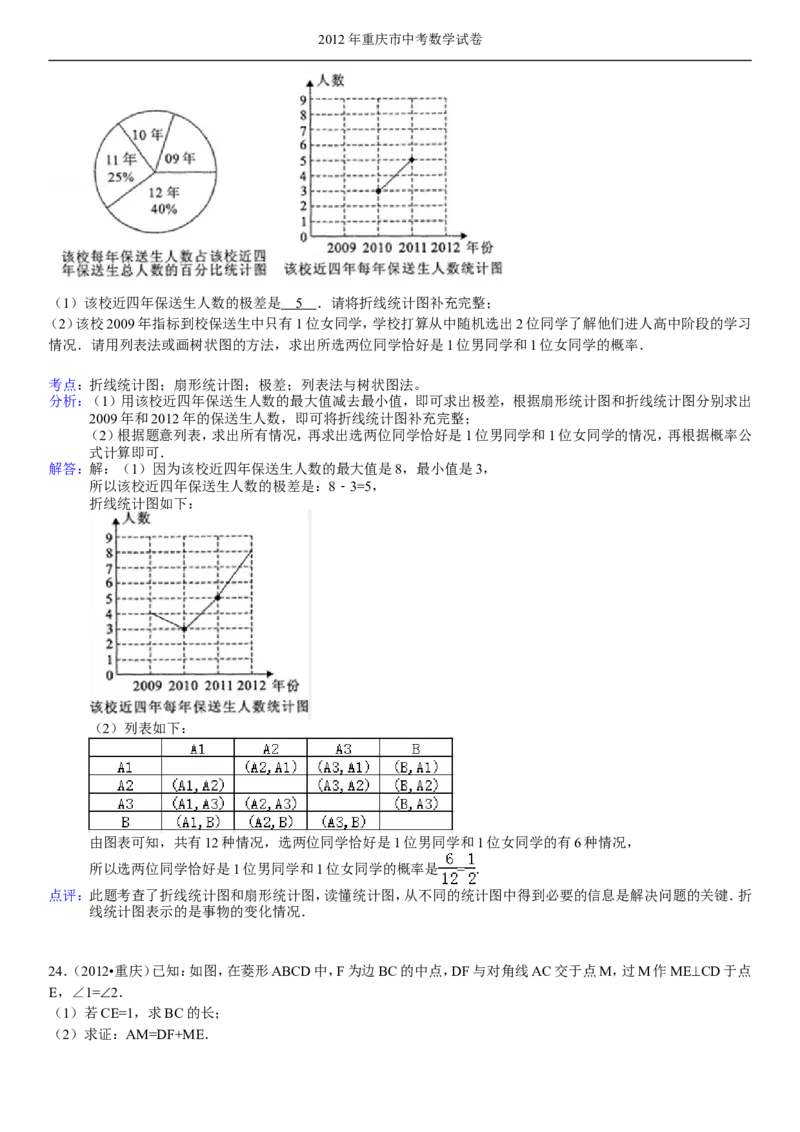 2012年重庆市中考数学试题及答案_中考真题_2.数学中考真题2015-2024年_地区卷_重庆中考数学08-22