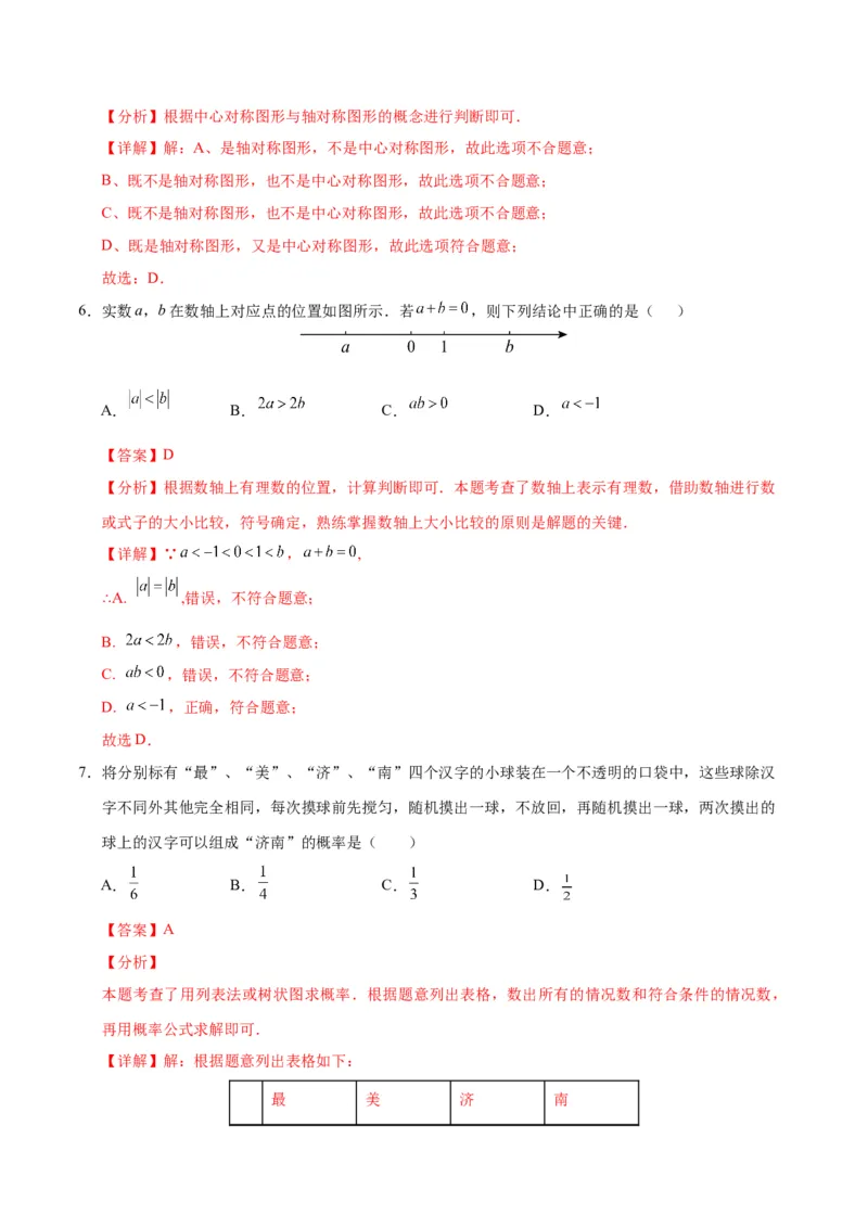 数学（山东济南卷）（全解全析）_2数学总复习_赠送：2024中考模拟题数学_三模（42套）_数学（山东济南卷）