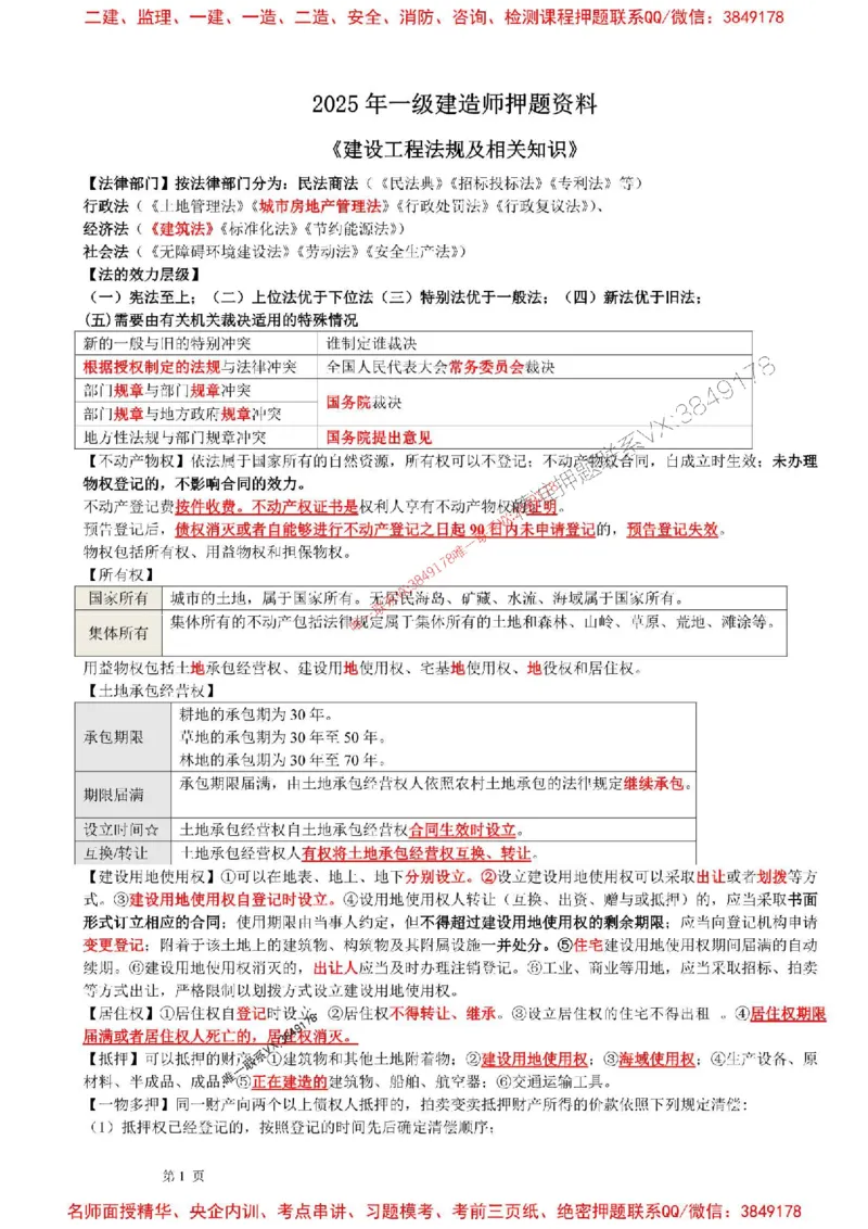2025年一建法规-考前押题17页纸_2026年一级建造师_2026年一建法规_2025年一建法规SVIP_05-考前密训✿央企特训✿机构普押_51-法规《央企内训17页纸》SMR推荐