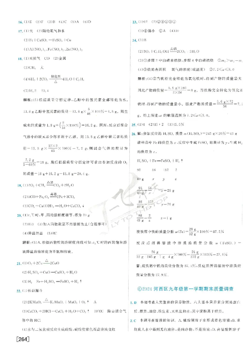 2025《一飞冲天-中考模拟试题汇编》化学答案_《一飞冲天-中考专项》2026版_一飞冲天-中考模拟试题汇编（2025版）