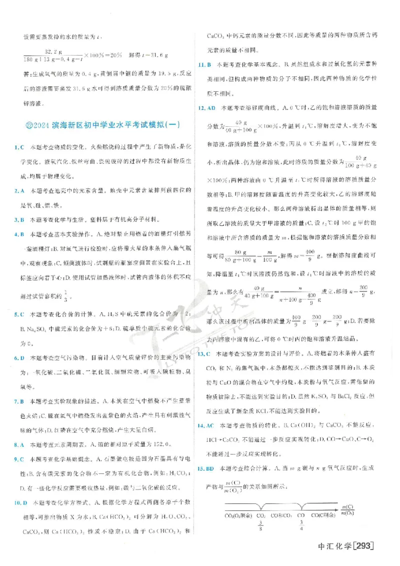 2025《一飞冲天-中考模拟试题汇编》化学答案_《一飞冲天-中考专项》2026版_一飞冲天-中考模拟试题汇编（2025版）