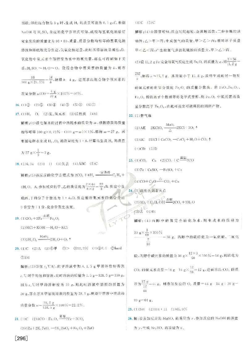 2025《一飞冲天-中考模拟试题汇编》化学答案_《一飞冲天-中考专项》2026版_一飞冲天-中考模拟试题汇编（2025版）