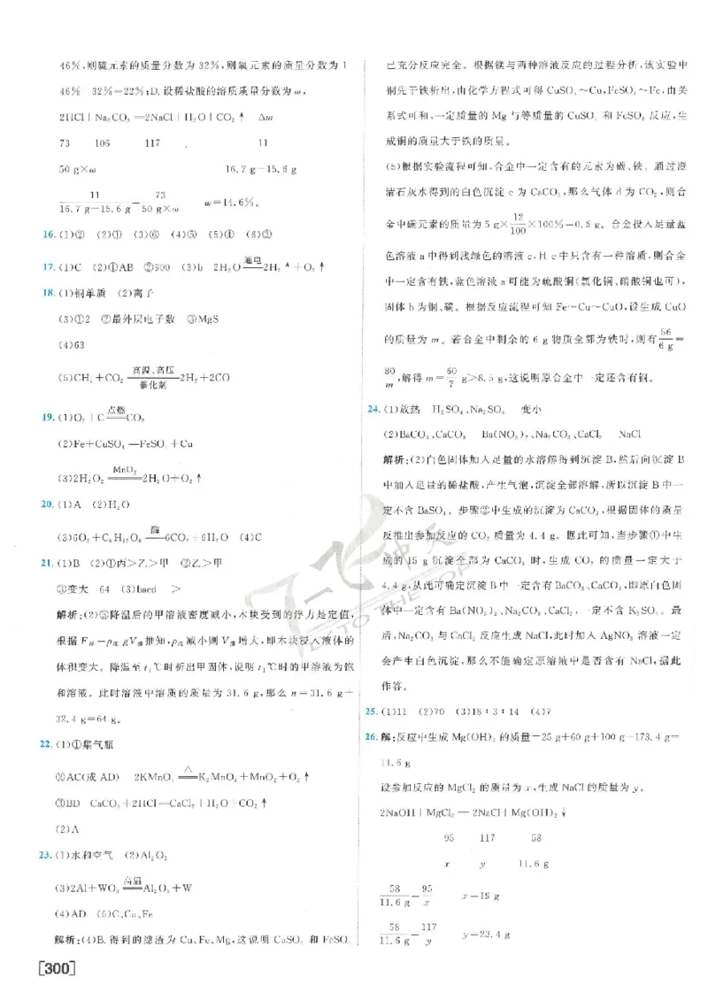 2025《一飞冲天-中考模拟试题汇编》化学答案_《一飞冲天-中考专项》2026版_一飞冲天-中考模拟试题汇编（2025版）