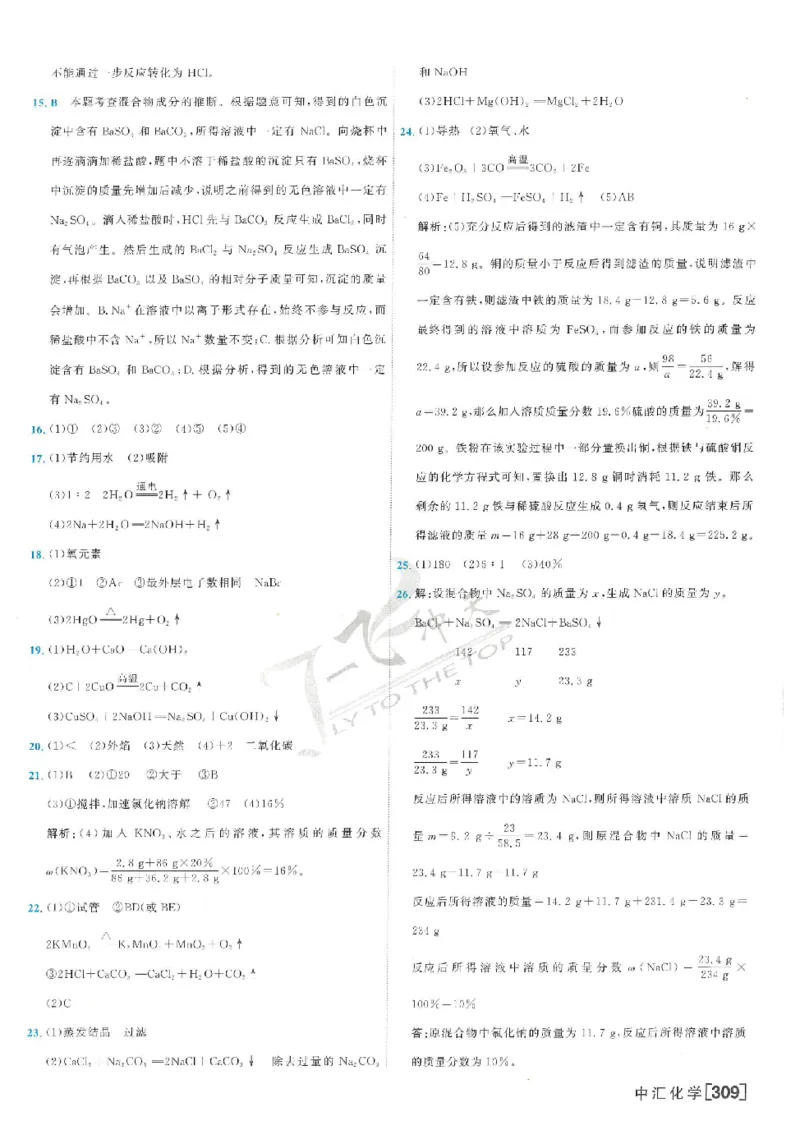 2025《一飞冲天-中考模拟试题汇编》化学答案_《一飞冲天-中考专项》2026版_一飞冲天-中考模拟试题汇编（2025版）