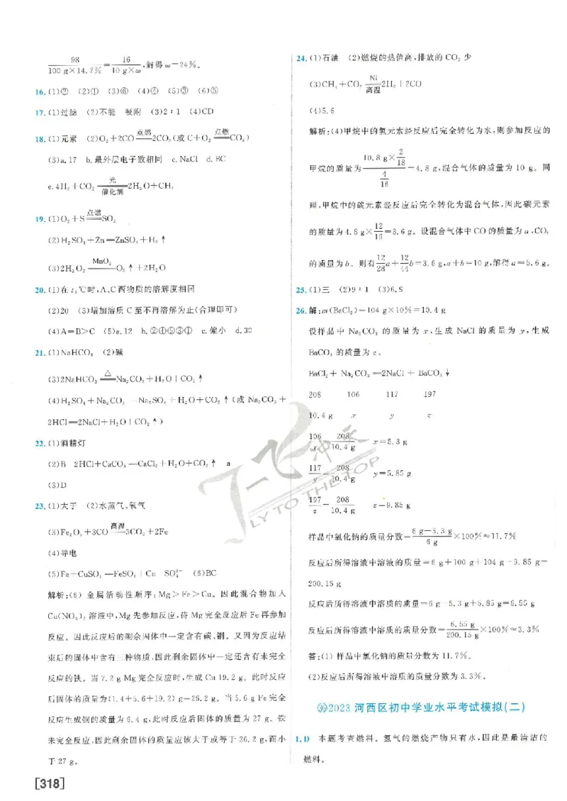 2025《一飞冲天-中考模拟试题汇编》化学答案_《一飞冲天-中考专项》2026版_一飞冲天-中考模拟试题汇编（2025版）