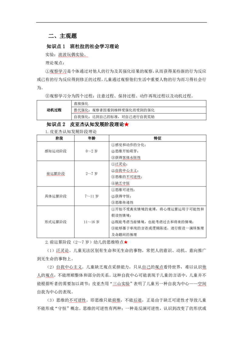幼儿园保教知识与能力考前必备知识点清单_教资_教资笔试高频考点清单（科一+科二）