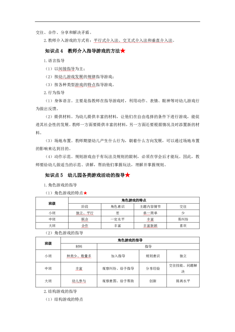 幼儿园保教知识与能力考前必备知识点清单_教资_教资笔试高频考点清单（科一+科二）