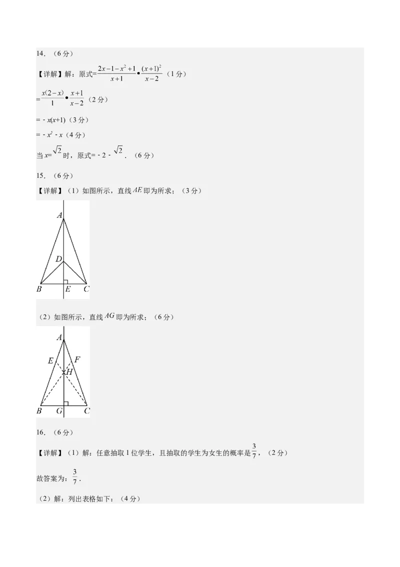 数学（参考答案及评分标准）_2数学总复习_赠送：2024中考模拟题数学_押题预测_2024年中考押题预测卷01（江西卷）-数学（含考试版、全解全析、参考答案、答题卡）