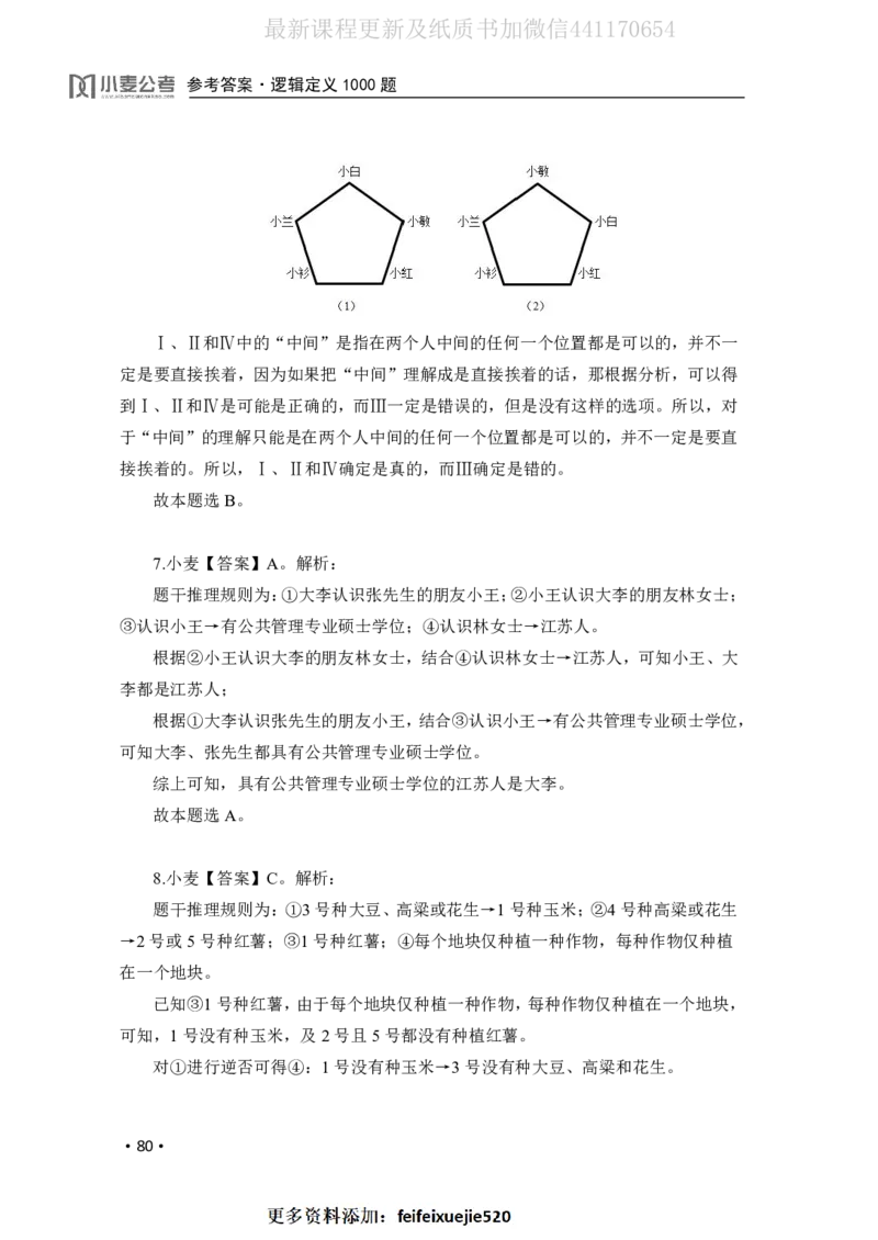 2020小麦逻辑定义1000题-答案_26吉林考备考资料包_11省考刷题包_09行测6000题