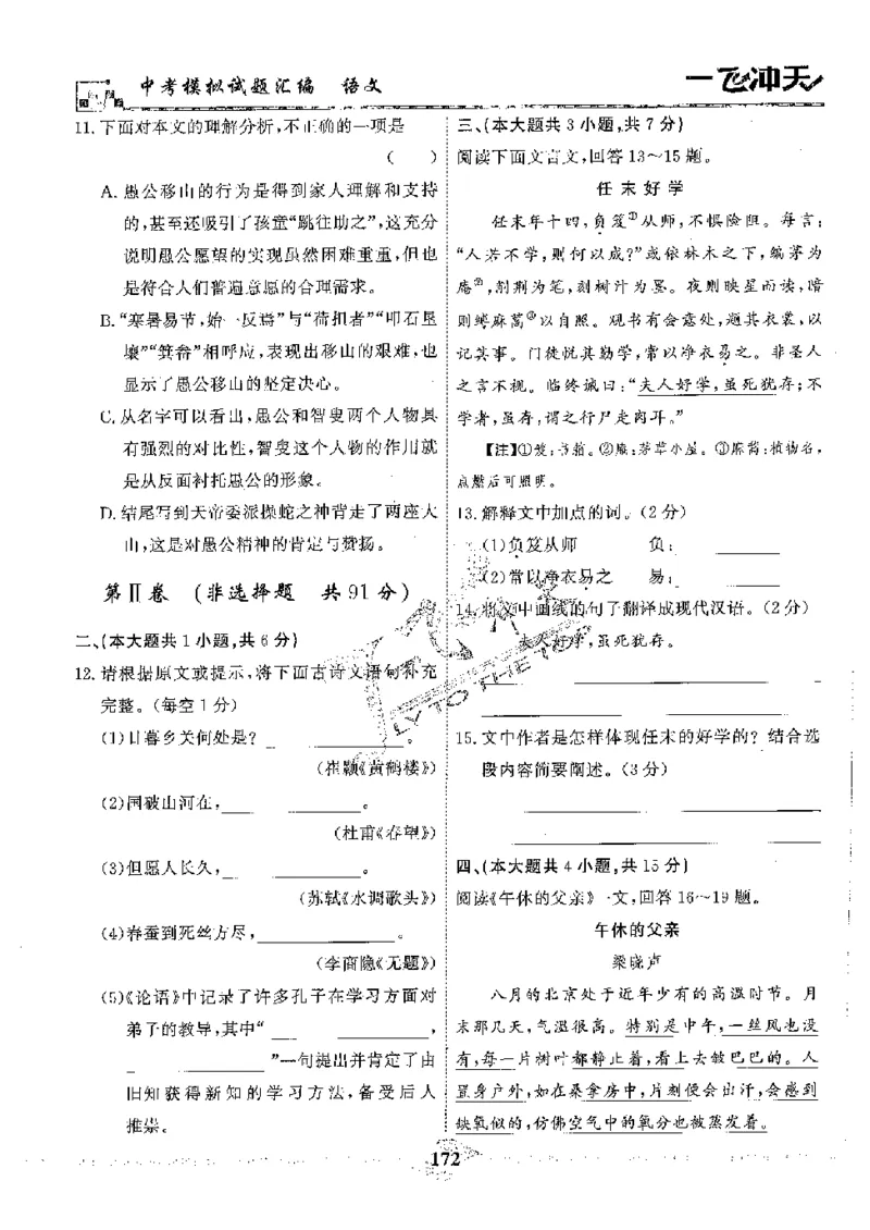 2025《一飞冲天-中考模拟试题汇编》语文_《一飞冲天-中考专项》2026版_一飞冲天-中考模拟试题汇编（2025版）