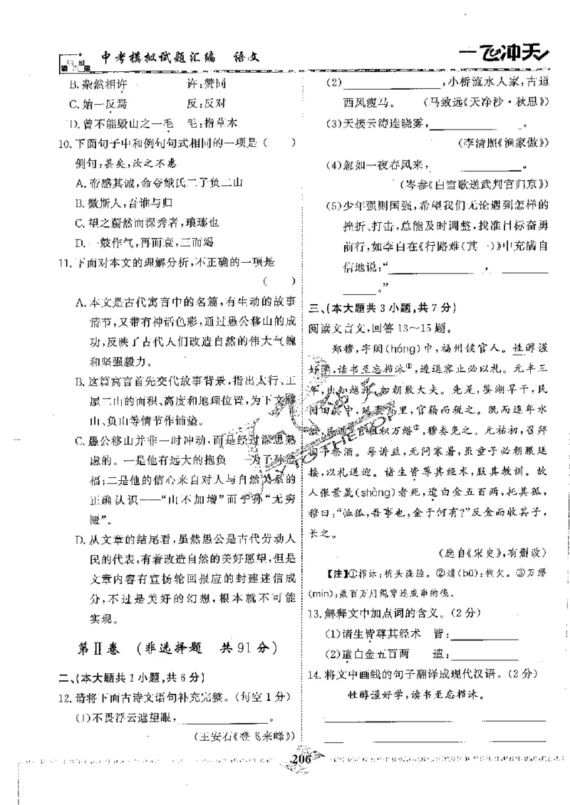 2025《一飞冲天-中考模拟试题汇编》语文_《一飞冲天-中考专项》2026版_一飞冲天-中考模拟试题汇编（2025版）