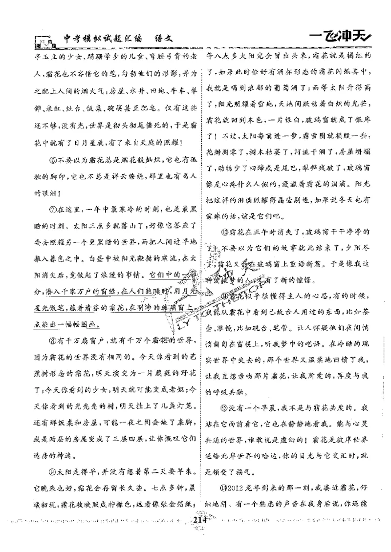 2025《一飞冲天-中考模拟试题汇编》语文_《一飞冲天-中考专项》2026版_一飞冲天-中考模拟试题汇编（2025版）