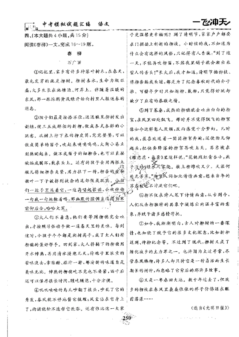 2025《一飞冲天-中考模拟试题汇编》语文_《一飞冲天-中考专项》2026版_一飞冲天-中考模拟试题汇编（2025版）