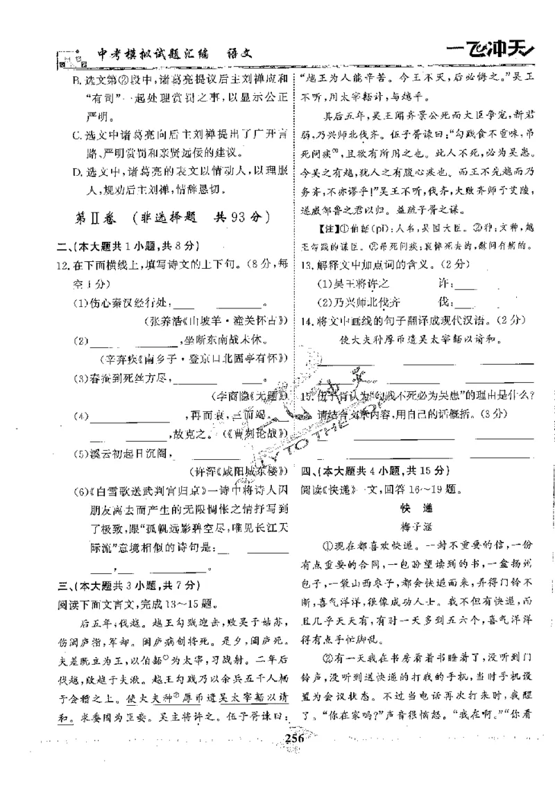 2025《一飞冲天-中考模拟试题汇编》语文_《一飞冲天-中考专项》2026版_一飞冲天-中考模拟试题汇编（2025版）