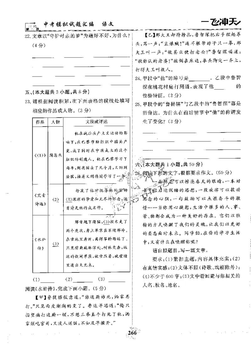 2025《一飞冲天-中考模拟试题汇编》语文_《一飞冲天-中考专项》2026版_一飞冲天-中考模拟试题汇编（2025版）