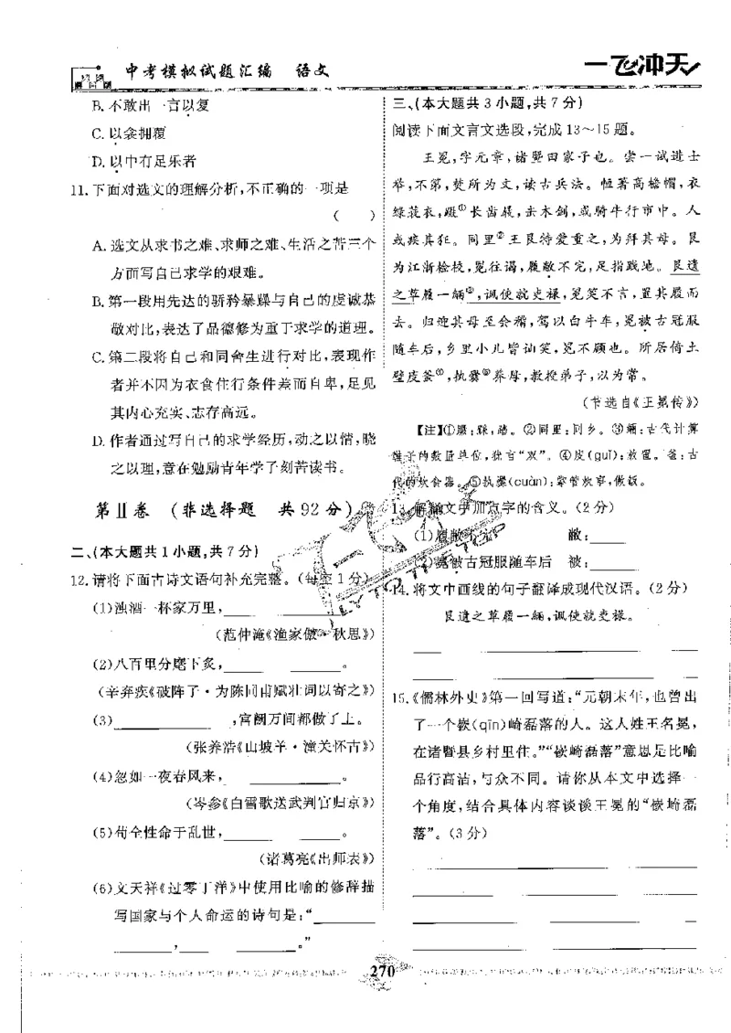 2025《一飞冲天-中考模拟试题汇编》语文_《一飞冲天-中考专项》2026版_一飞冲天-中考模拟试题汇编（2025版）