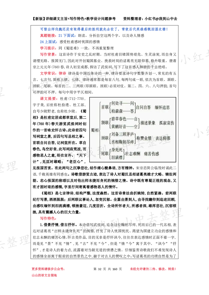 160页新版选择性必修下册课文梳理@我到山中去_4-教培资料-26年最新资料-同步更新_初中高中教资_03科三专项（进去保存报考的学科即可）_12小某书热门博主（高中语文）