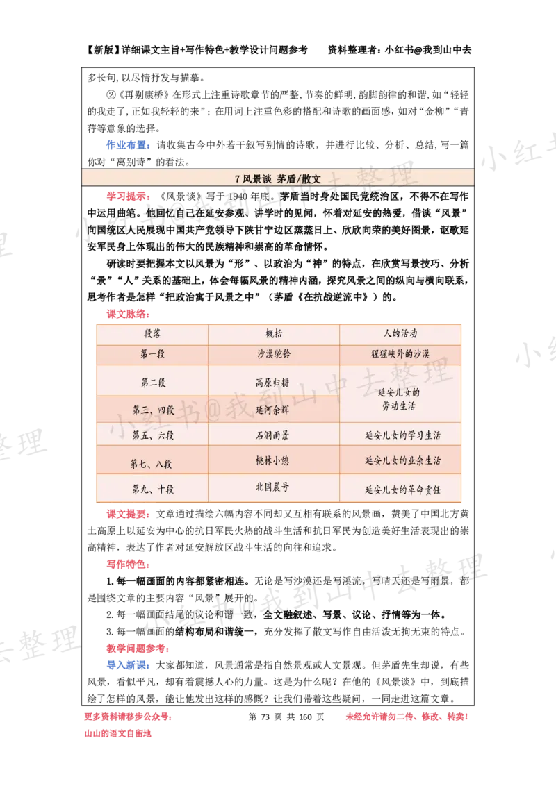 160页新版选择性必修下册课文梳理@我到山中去_4-教培资料-26年最新资料-同步更新_初中高中教资_03科三专项（进去保存报考的学科即可）_12小某书热门博主（高中语文）