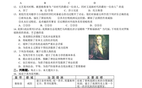 2009年重庆市中考历史试卷(含答案)_中考真题_6.历史中考真题2015-2024年_地区卷_重庆中考历史08-22