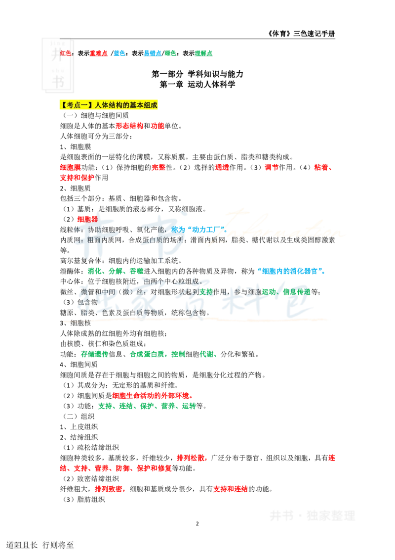 井书&middot;独家资料包教师资格《（高中）体育与健康》三色速记手册（独家整理）_教资_初高中2026教资_25下教师资格证_科三高中各科资料汇总_井书&middot;独家资料包高中各科资料汇总