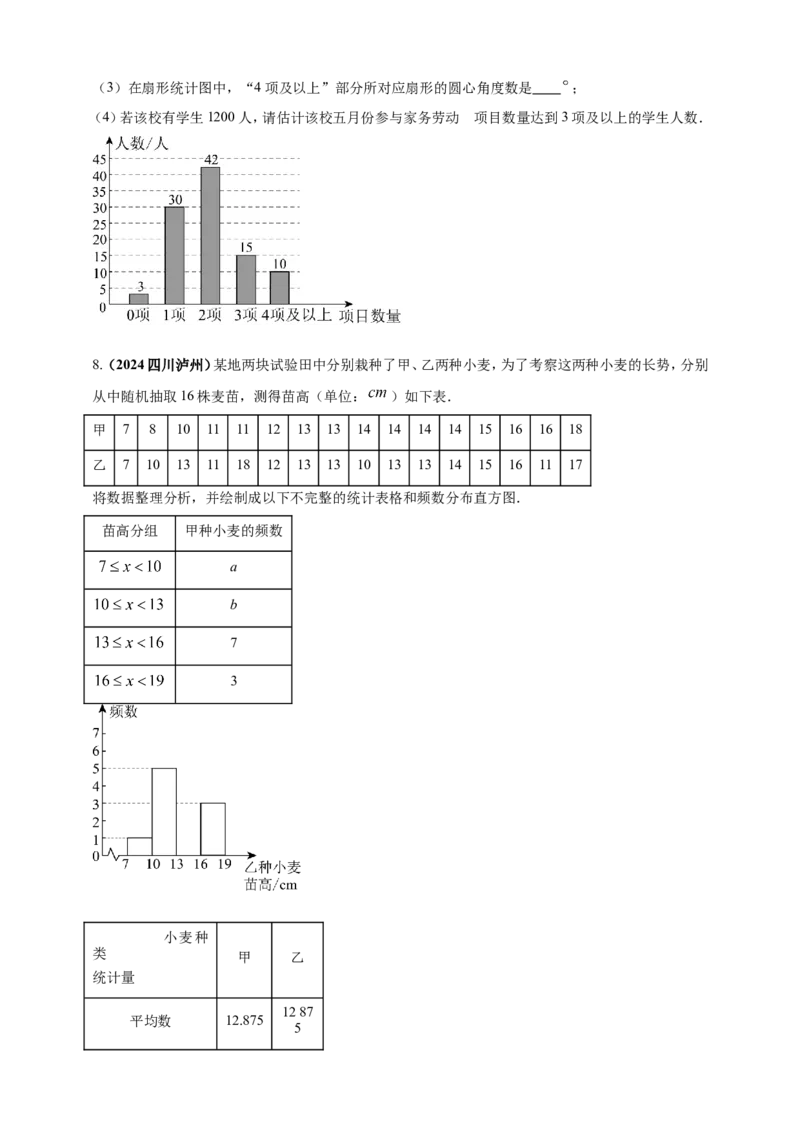 专题27统计（原卷版）_2数学总复习_2025中考复习资料_（2025年中考复习全国通用）2024年中考数学真题专题分类精选汇编_2024年中考数学真题分类汇编：专题27统计（原卷版+解析版）
