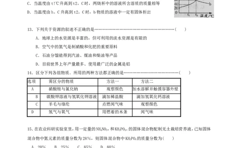 2009年哈尔滨市中考化学试题及答案_中考真题_5.化学中考真题2015-2024年_地区卷_黑龙江_哈尔滨中考化学08-21