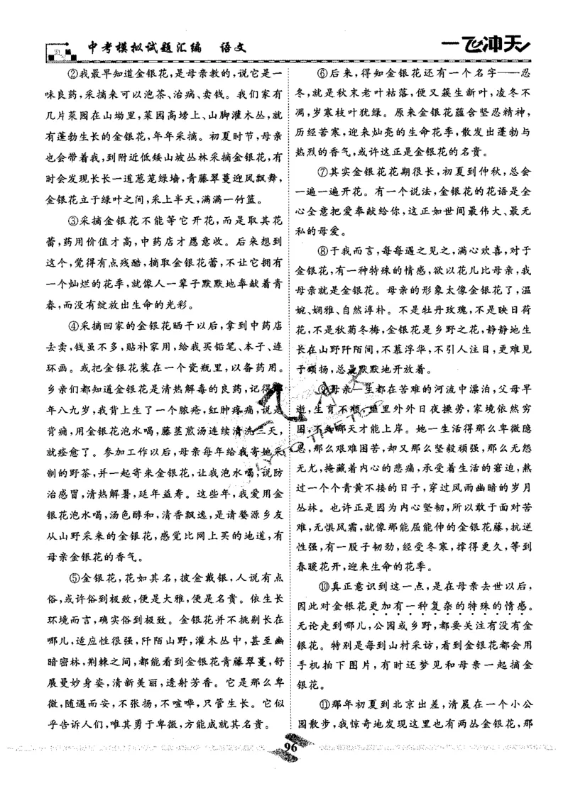 一飞冲天-中考模拟试题汇编-语文_《一飞冲天-中考专项》2026版_一飞冲天-中考模拟试题汇编（2024版）