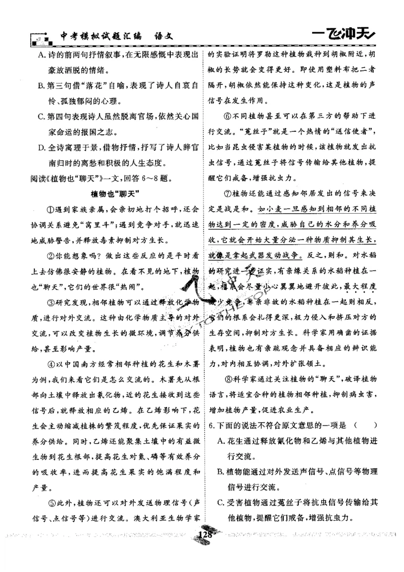 一飞冲天-中考模拟试题汇编-语文_《一飞冲天-中考专项》2026版_一飞冲天-中考模拟试题汇编（2024版）