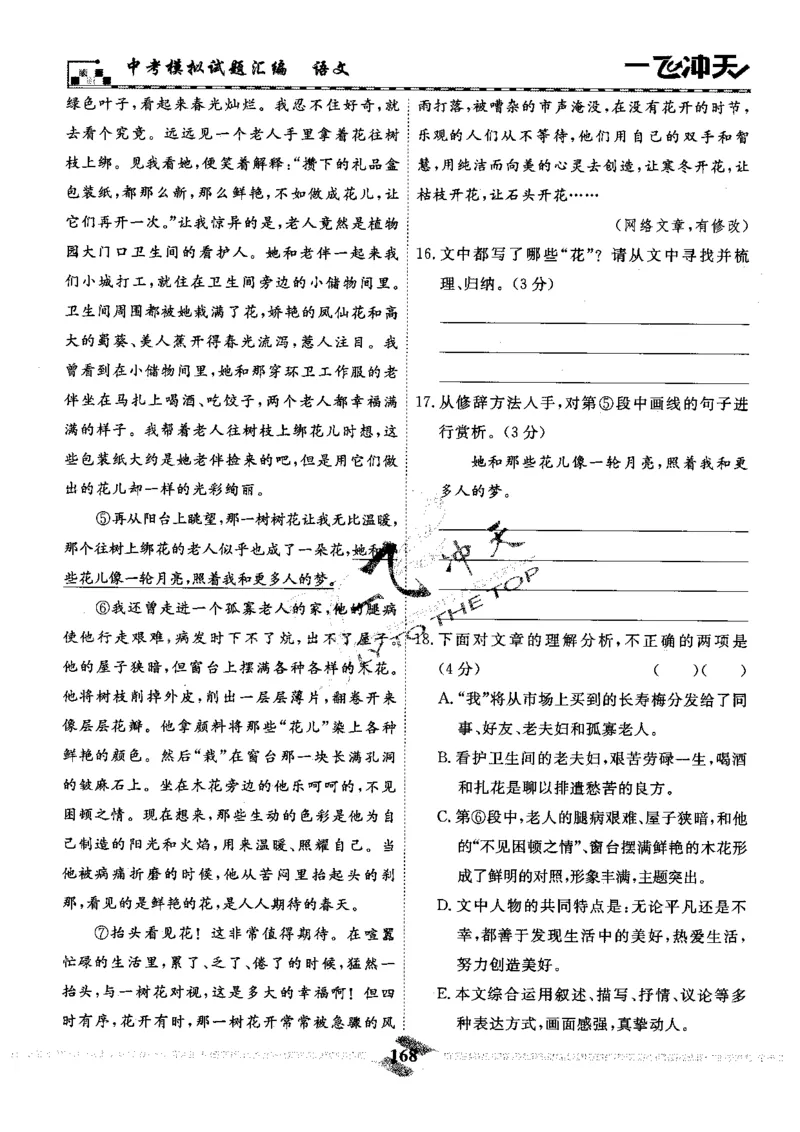 一飞冲天-中考模拟试题汇编-语文_《一飞冲天-中考专项》2026版_一飞冲天-中考模拟试题汇编（2024版）