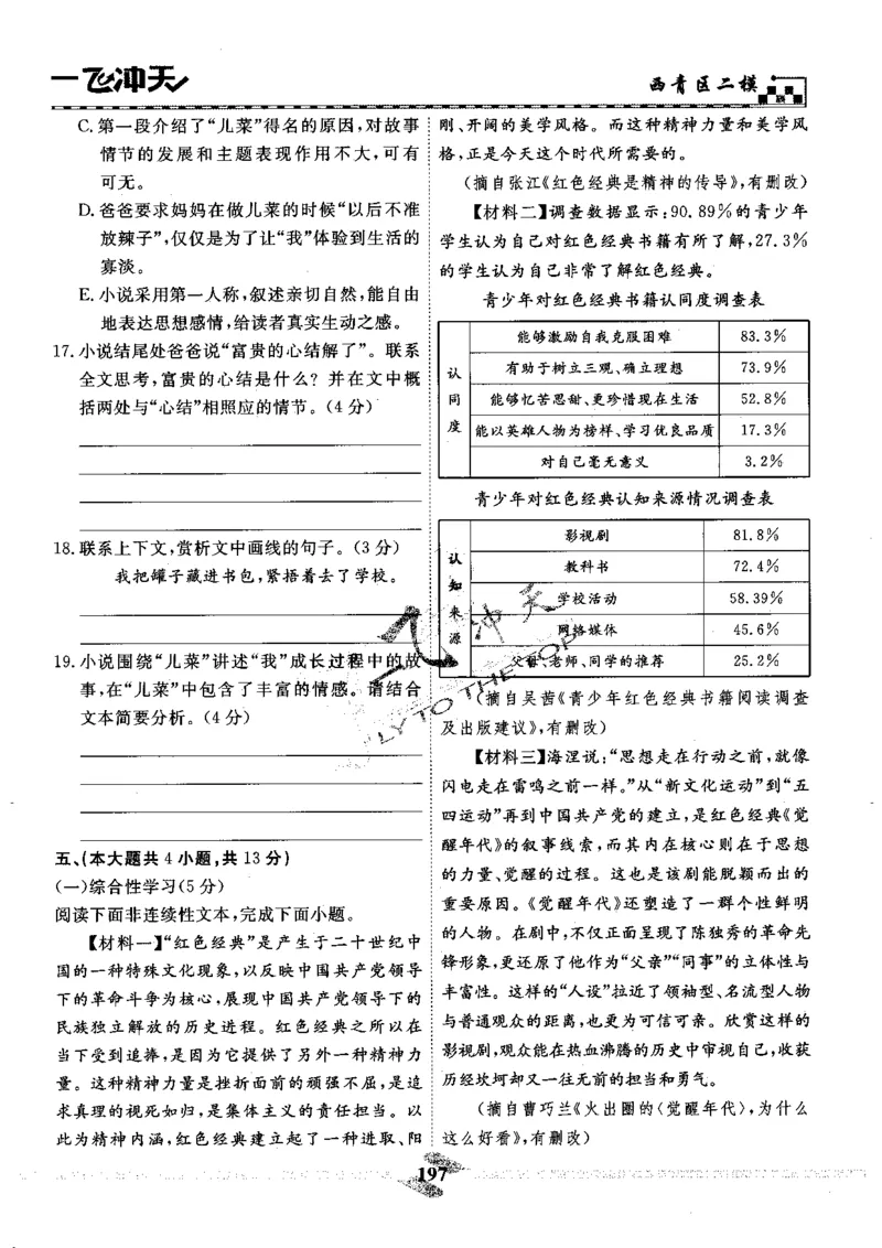 一飞冲天-中考模拟试题汇编-语文_《一飞冲天-中考专项》2026版_一飞冲天-中考模拟试题汇编（2024版）